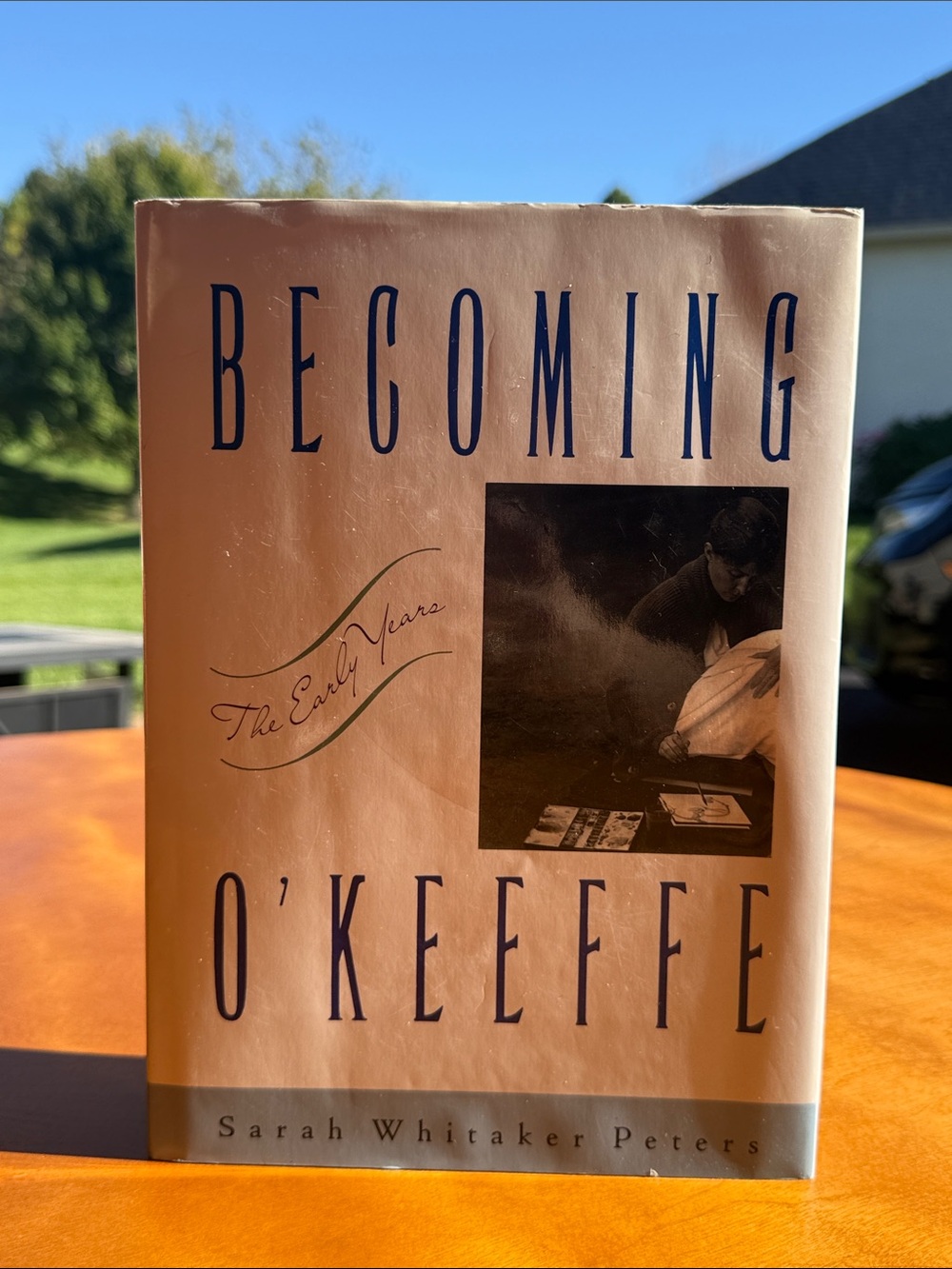 Becoming O'Keeffe Art Print - Cream and Blue Accent